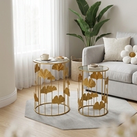Ensemble de 2 tables basses en métal doré, décoratives, en fer, écologiques, style américain, mobilier moderne pour la maison, salon, vente en gros