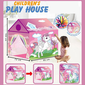 Hot Kids Play Tent Kids Toys Painting Playhouse Graffiti DIY Art Craft Coloring Drawing Doodle, regalos de princesa <span class=keywords><strong>para</strong></span> interiores y exteriores - Product Image 6