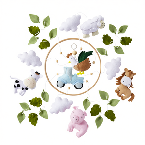 Mobile per Neonati in Feltro Fatto a Mano con Animali della Fattoria, Confezione Personalizzata, Piccolo MOQ, Regalo per Baby Shower, Ornamenti Sicuri da Appendere per <span class=keywords><strong>Cameretta</strong></span> - Product Image 5