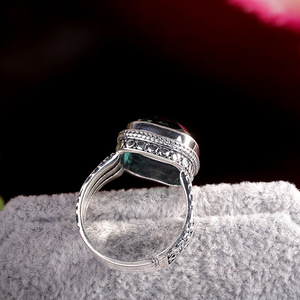 Đảm Bảo Sterling Silver 925 Nhẫn Ngọc Lục Bảo Ban Đầu Nhẫn Cưới Cho Phụ Nữ Tinh Thể Tự Nhiên Mở Loại Đồ Trang Sức Mỹ Bague - Product Image 2