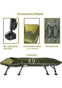 Lit de camping pour adultes, lit de camping pliable portable, hauteur réglable, design compact pliable, rangement et transport faciles pour les pique-niques - Product Image 5