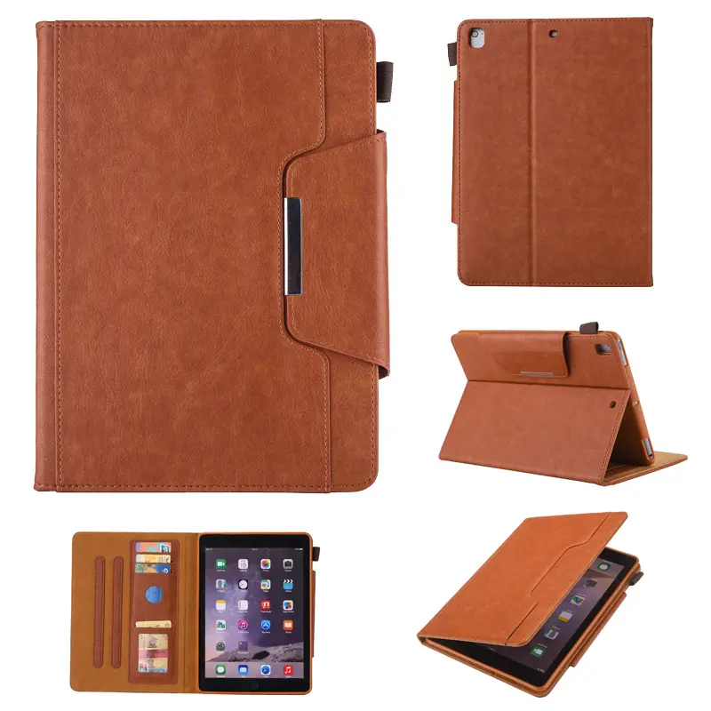 Portefeuille à rabat de luxe étui en cuir PU pour iPad 12.9 Style d'affaires fente pour carte couverture complète étui de protection pour tablette pour iPad 10.2 mini 6
