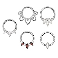 OEM/ODM ASTM F136 Titane 16G Poire CZ Articulé Clicker Segment Cerceau Anneau 8mm/10mm Articulé Daith Clicker Septum Nez Bijoux