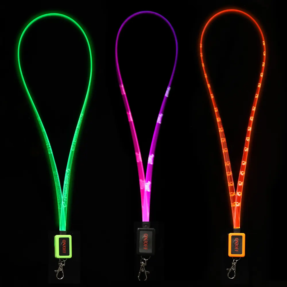 Christmas Party Supplies Led Necklace Luminous Custom Logo Keychains Glow lanyards light up Led Flashing Lanyard