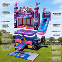 Château gonflable commercial Kpop pour parc d'attractions, avec toboggan et zone de saut, idéal pour événements extérieurs
