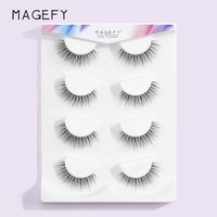 MAANGE label privé 4 paires de cils pleine bande vendeur naturel vaporeux doux bande transparente cils d'oeil de chat