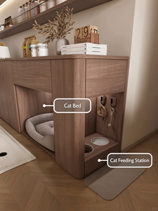 Muebles de Cocina y Comedor de Madera Natural con Estética Cremosa |   El <span class=keywords><strong>Idealista</strong></span> que oculta un escondite para gatos en el armario - Product Image 3