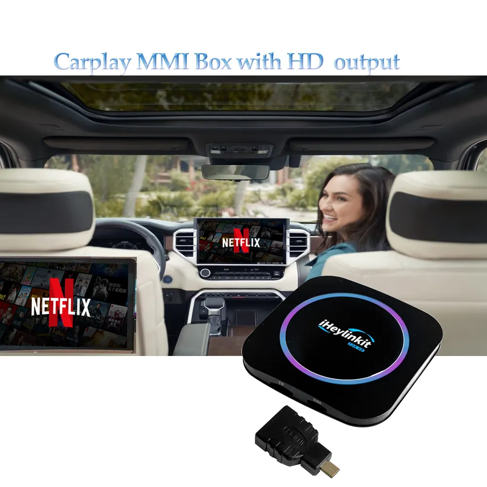 MK808 iHeylinkit carplay box sortie HD pour écran d'appui-tête prise en charge de la lecture vidéo Netflix carte TF/SIM 4G