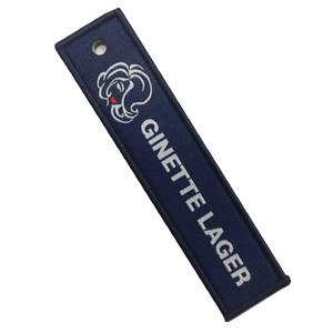 Giá rẻ vải pre-take-off tháo dỡ 3D cả hai mặt Logo dệt nhãn vòng chìa khóa với móc chìa khóa máy bay phản lực tag tùy chỉnh thêu Keychain - Product Image 4