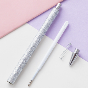 Sparkling Silver Glitter Metal Ballpoint <b>Pen</b> bonvada <b>Novelty</b> Writing Instrument for girl - Product Image 4