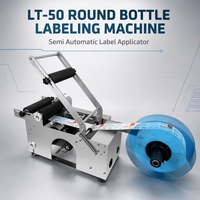 Machine d'étiquetage semi-automatique pour bouteilles rondes en verre, plastique, flacons, ampoules et boîtes de conserve