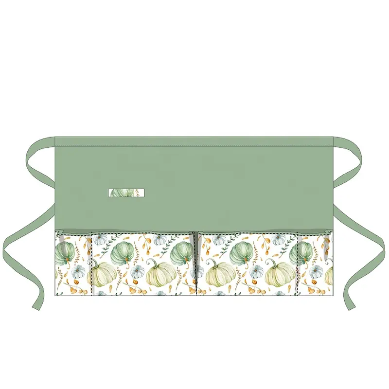 Vert unisexe jardin demi taille tablier couleur personnalisée 4 poches impression fleuriste coton menthe demi tabliers mode marque