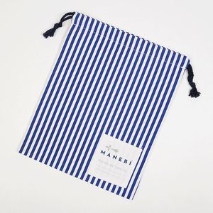 Sac à cordon personnalisé imprimé à rayures, mini sac portable en toile de coton naturel, sacs cadeaux anti-poussière - Product Image 3