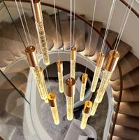 Lustres en cristal longs et modernes de luxe haut de gamme pour les halls d'hôtel, l'éclairage des escaliers, le plafonnier, le lustre LED