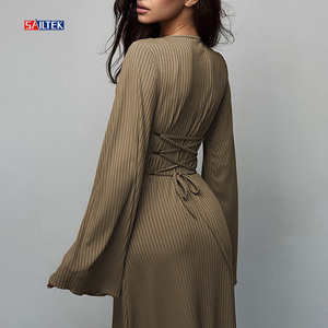 Abito Lungo Elegante da Sera per Donna Estate 2026, Vestito Maxi <span class=keywords><strong>a</strong></span> Maniche Lunghe di Alta Qualità per Feste - Product Image 5