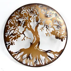 Fuhua Ronde Metalen Muur Sculptuur 3D Boom Van Life Wall Decor Metal Tree Wall Art