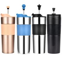 Mug de voyage isotherme à double paroi en acier inoxydable, cafetière à piston, théière, avec joint et filtre, pour le camping, vente en gros
