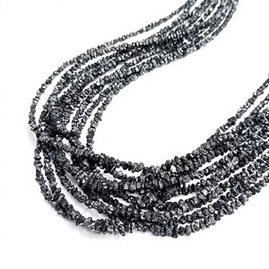 Cuentas de diamantes negros naturales sin cortar, hebras de cuentas sin cortar de diamantes negros en bruto para la fabricación de joyas, cuentas de diamantes al por mayor de 2,5-3mm - Product Image 1