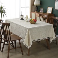 Nappe en coton et lin brodée florale lavable Décoration en macramé en Chine pour anniversaire Café Chambre à coucher Table à manger Hôtel