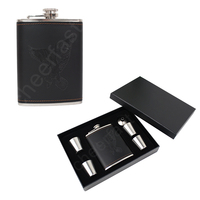 Flacons en cuir Pu, 6oz, 7oz, 8oz, Portable et facile à transporter, coffret cadeau avec 4 tasses, offre spéciale