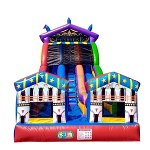 Tobogán acuático gigante para uso comercial, tobogán <span class=keywords><strong>de</strong></span> agua inflable <span class=keywords><strong>pintado</strong></span> con dos puertas, barato - Product Image 1