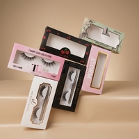 Boîte d'emballage en gros pour faux cils en vison, logo personnalisé, marque privée, cils entiers, gaufrage, doublure en éponge, lamination mate