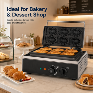 Máquina Eléctrica Comercial para Taiyaki, 220V 1550W, Acero Inoxidable, Antiadherente, para Hacer Gofres de Pescado, Repostería Japonesa para Tiendas de Snacks - Product Image 4