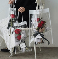 Sacs cadeaux pour fleurs en PP transparent réutilisables et recyclables, 3 tailles, avec poignées, imperméables, pour emballer des bouquets, mariage, Saint-Valentin