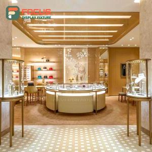 Vitrine de présentation de bijoux en bois haut de gamme, meuble de présentation de bijoux moderne de luxe avec éclairage LED - Product Image 3