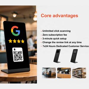 Support de table transparent en acrylique PVC avec code QR personnalisé, <span class=keywords><strong>carte</strong></span> de médias sociaux, <span class=keywords><strong>carte</strong></span> d'avis Tripadvisor, NFC 424, <span class=keywords><strong>carte</strong></span> d'avis Google NFC - Product Image 4