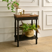 Table console d'appoint rustique en bois massif, style ferme, avec étagère, durable, pour entrée, salon, hôtel, appartement, rangement