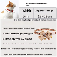 Collier pour chat en polyester et plastique solide, motif dessin animé, avec nœud papillon, perles suspendues, dentelle et clochette, boucle de sécurité anti-étranglement