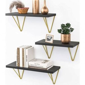 WEKIS Modern Metal Floating Shelves <b>Hanging</b> Storage Display <b>Brackets</b> Black Powder Coating 75lbs Capacity for Living Room - Product Image 3