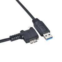 Connecteur Micro-A mâle coudé USB 3.0 en PVC pour caméra industrielle, câble de données et d'alimentation pour disque dur mobile, montage sur panneau, rotation à gauche
