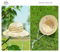 Sombrero de Paja para Mascotas con Hélice de Bambú, Divertido Sombrero de Sol con Diseño de Dibujos Animados para Perros, Gatos y Animales Pequeños, Accesorios para Fiestas