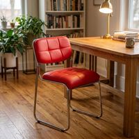 Chaise de bureau ergonomique à dossier bas et pieds fixes, sans accoudoirs, en cuir PU, empilable, avec structure métallique, à prix réduit