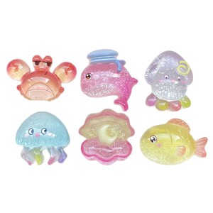 Breloques animaux marins scintillantes couleur chair, étoile de mer, petits poissons, poisson-bouffant, en résine, accessoires DIY, technique d'huile coulante pour sandales - Product Image 5