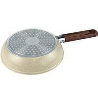 Ensemble de poêles antiadhésives écologiques pour la cuisine domestique, design classique, couvercle en verre, revêtement en granit, manche en bois