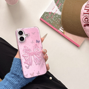 Ins Niche Laser Bow dentelle pour iPhone 16 Pro Max couverture Apple 17 Air étui de téléphone portable IPhones 15 Plus mignon téléphone en gros - Product Image 5