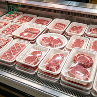Witte wegwerp plastic fruit- en supermarktvershouders voor vers vlees, steak en fastfood, wegwerp borden