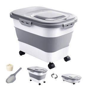 20-30lbs cán bánh Xe Kín khóa nắp thực phẩm lưu trữ container ráp gạo và thức ăn vật nuôi lưu trữ <span class=keywords><strong>bin</strong></span> với hộp đóng gói - Product Image 1