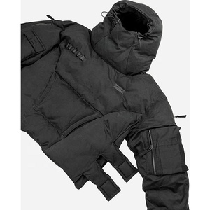 Piumino da Uomo Personalizzato Streetwear con Tasche Cargo, Nero, Leggero, Imbottito in Piuma d'<span class=keywords><strong>Oca</strong></span> per l'Inverno - Product Image 3