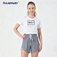 Camiseta de Manga Corta para Mujer, Cuello Redondo, 100% Algodón, 200GSM, Algodón Mercerizado con Nitrógeno Líquido, Logotipo Personalizado, Marca Kuenzi
