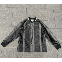 Chemise de sport rétro ample à col en V rayé pour homme, brodée, style streetwear, vente en gros d'usine