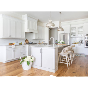 Îlot de <span class=keywords><strong>cuisine</strong></span> moderne en <span class=keywords><strong>bois</strong></span> Shaker, personnalisé Alland, avec évier blanc modulaire, poignées <span class=keywords><strong>et</strong></span> tiroirs de <span class=keywords><strong>cuisine</strong></span> prêts à l'emploi - Product Image 1
