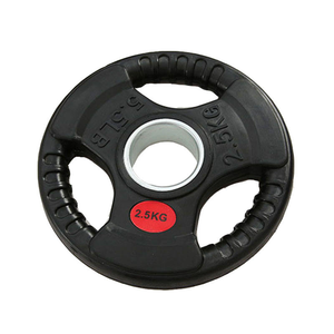 Discos de Pesas de Hierro Fundido Recubiertos de Goma con Tres Agarres, Compatibles con Barras Universales, Tamaños Estándar para Gimnasio en Casa - Product Image 3