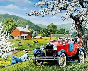 Dipinto a Olio con Numeri, Autobus su Tela, Decorazione Casa Dipinta a Mano, Arte Murale con Numeri, Regalo Fatto a Mano, Auto - Product Image 1