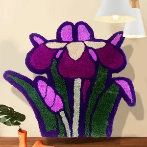 Акриловые коврики в форме орхидеи с фиолетовыми бабочками, домашний декор, ручной ковер
