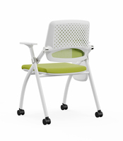 Chaises pliantes en métal en gros, chaises de conférence de bureau en maille, chaises de formation avec tablettes d'écriture, chaises d'écriture pour étudiants