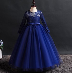 Vestido de Fiesta de Boda 2021 para Niñas, Manga Larga, Organza, Lazo, Princesa, Vestido de Dama de Honor con Flores, Línea A, Largo hasta el Suelo - Product Image 5